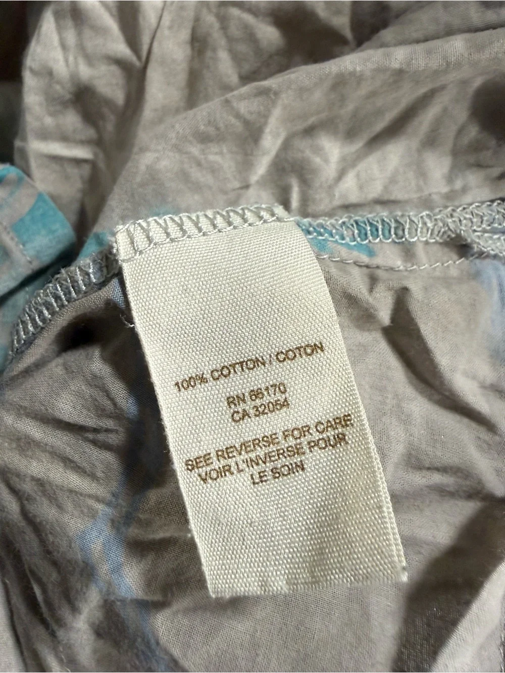 Free People Taupe Top with Teal Floral Accents